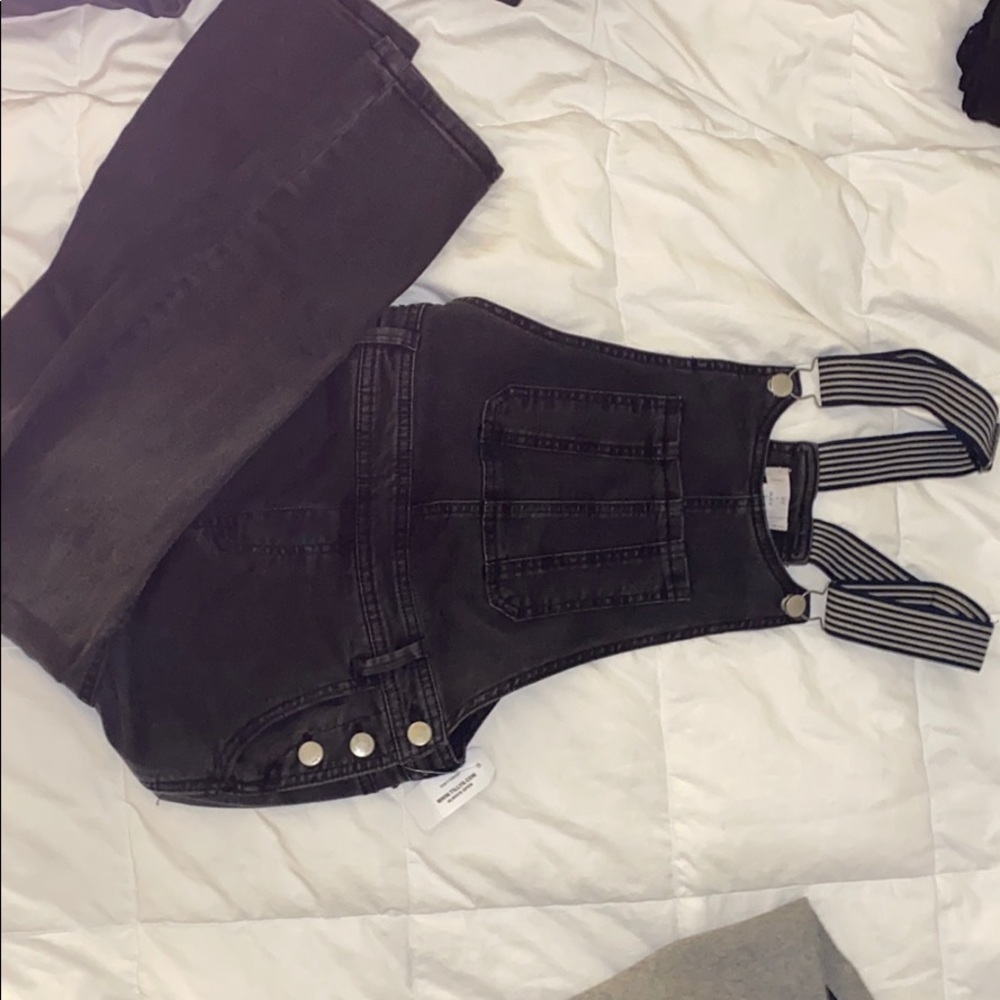 Faded Black jean overalls